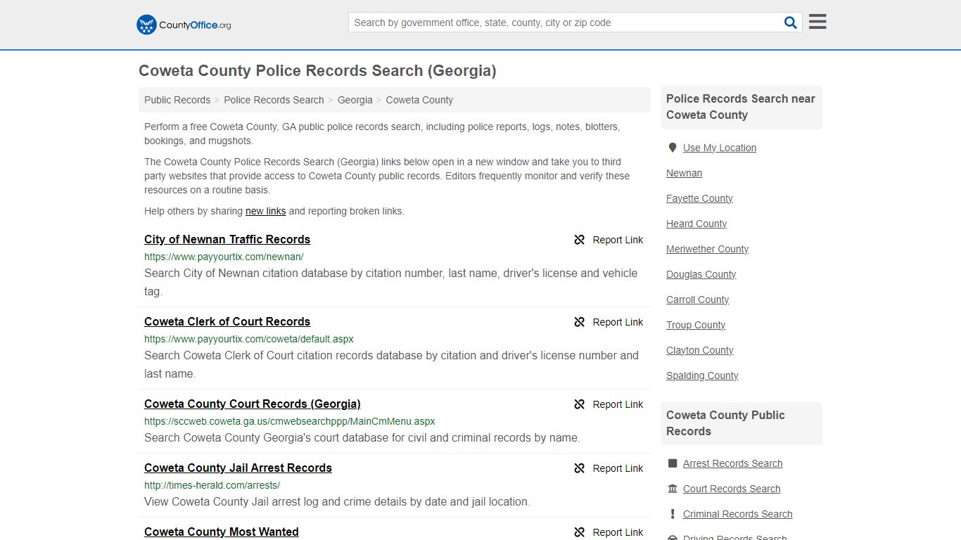 Coweta County Police Records Search (Georgia) - County Office