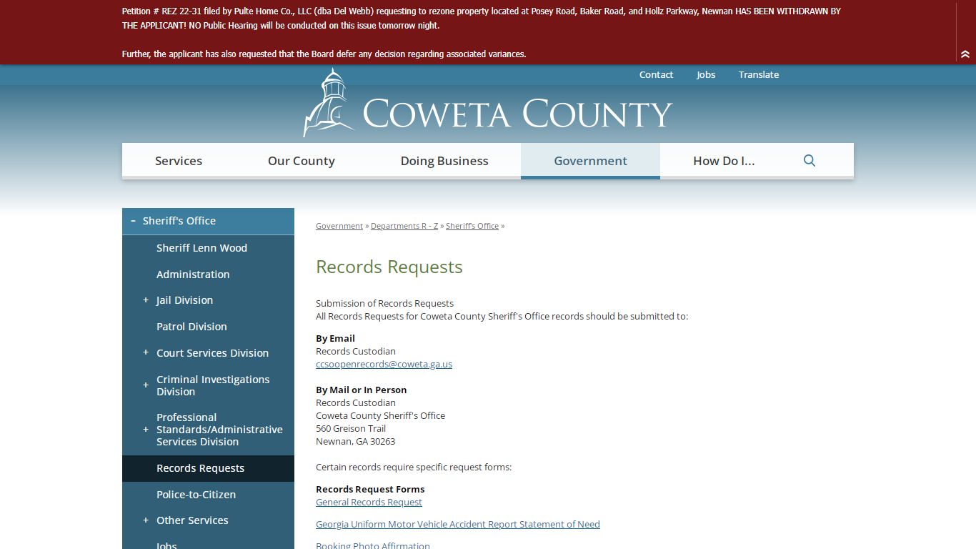 Records Requests | Coweta County, GA Website